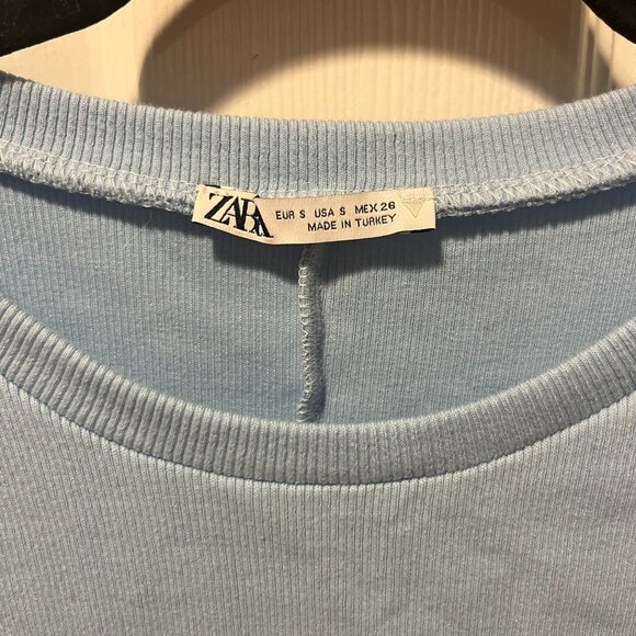 Zara Ribbed Mini Dress with Ruffle Sleeves - Picture 4 of 4